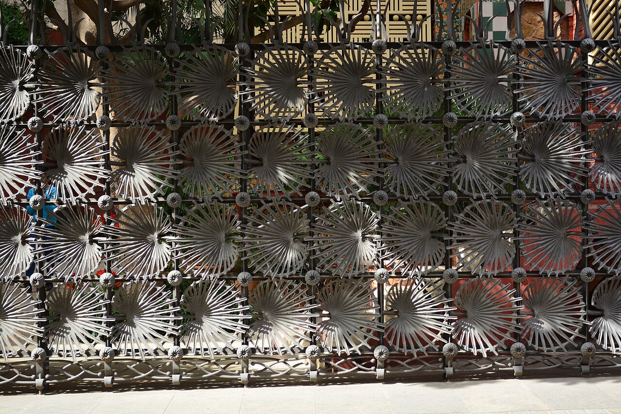 The cast-iron fence of Casa Vicens, each panel patterned after a fan-palm leaf.