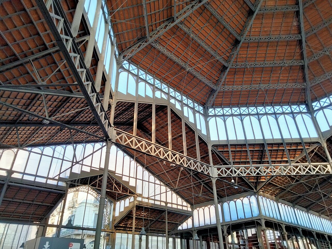 The iron roof of the old Born market, seen from inside.