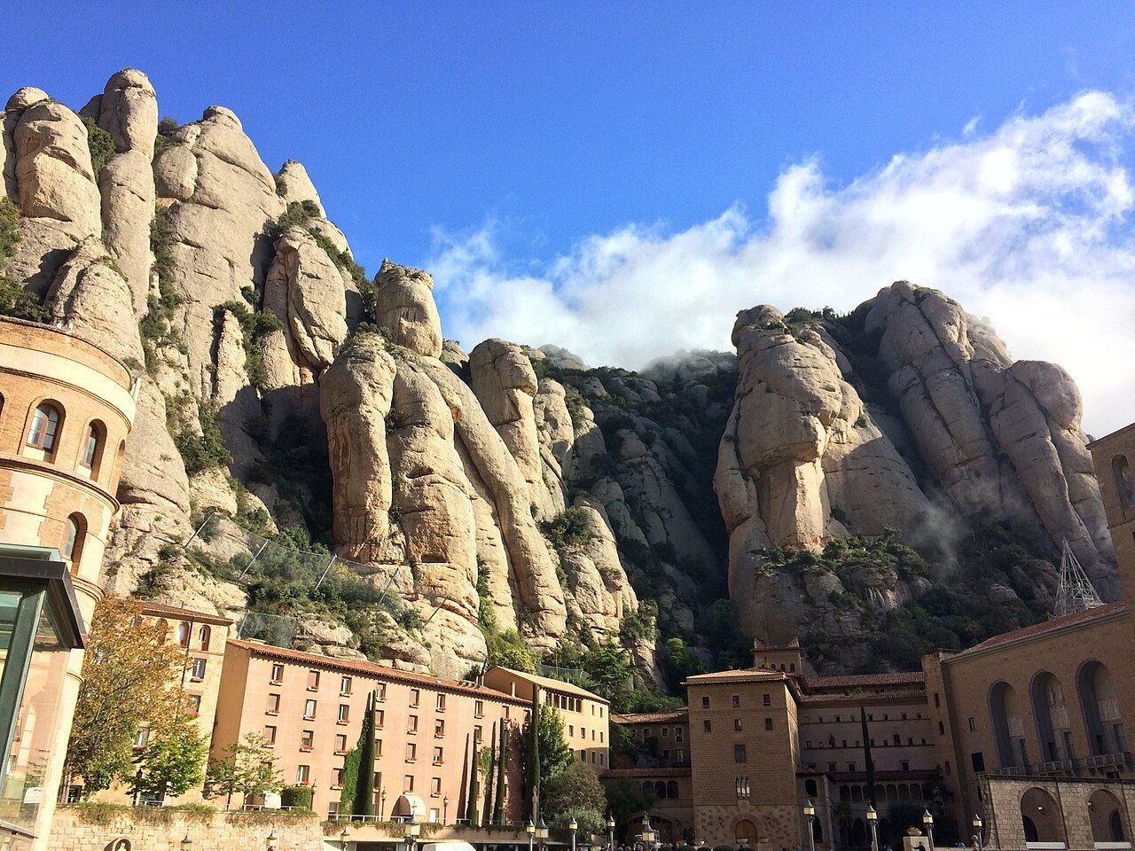 Rock pinnacles above the monastery buildings at Montserrat.