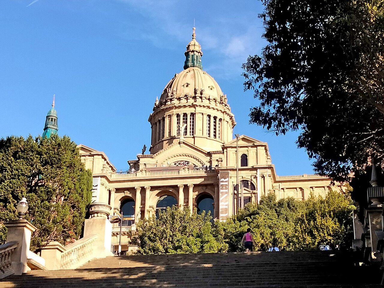The dome of the Palau Nacional, seen from the steps below.